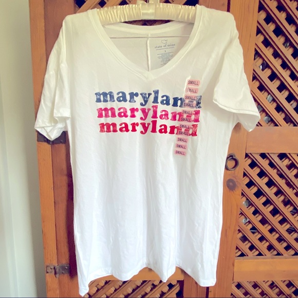 NWT 2/$30 - Women’s Maryland White V-Neck Short Sleeve Graphic Tee T-Shirt - Picture 2 of 3